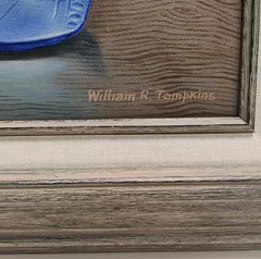 William Tompkins Modern Oil On Canvas Still Life Antique Bottles Painting 24X30