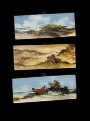 3 Vtg Raymond Essington Parsons Cape Cod Seascape Oil Paintings On Wood Nautical