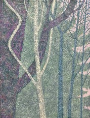 Elegant Textured Painting of Trees Nature In Canvas Board Vintage Art