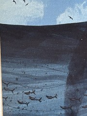 VTG Don Ferlen Original Painting Seascape Whale Sailboat Fish 12”x 15” Signed