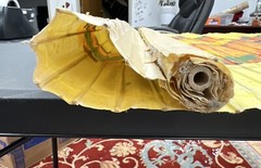 VTG Homemade Folk Window Shade Painting 44”x32” Butterfly Yellow, 1 Of A Kind