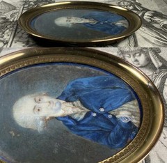 Antique c1750-80 French Portrait Miniature of Gentleman, Powdered Wig, Louis XVI