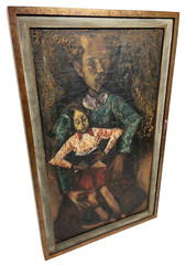 BERNARD CHAET 1940S EARLY LISTED BOSTON MODERNIST PORTRAIT ANTIQUE OIL PAINTING