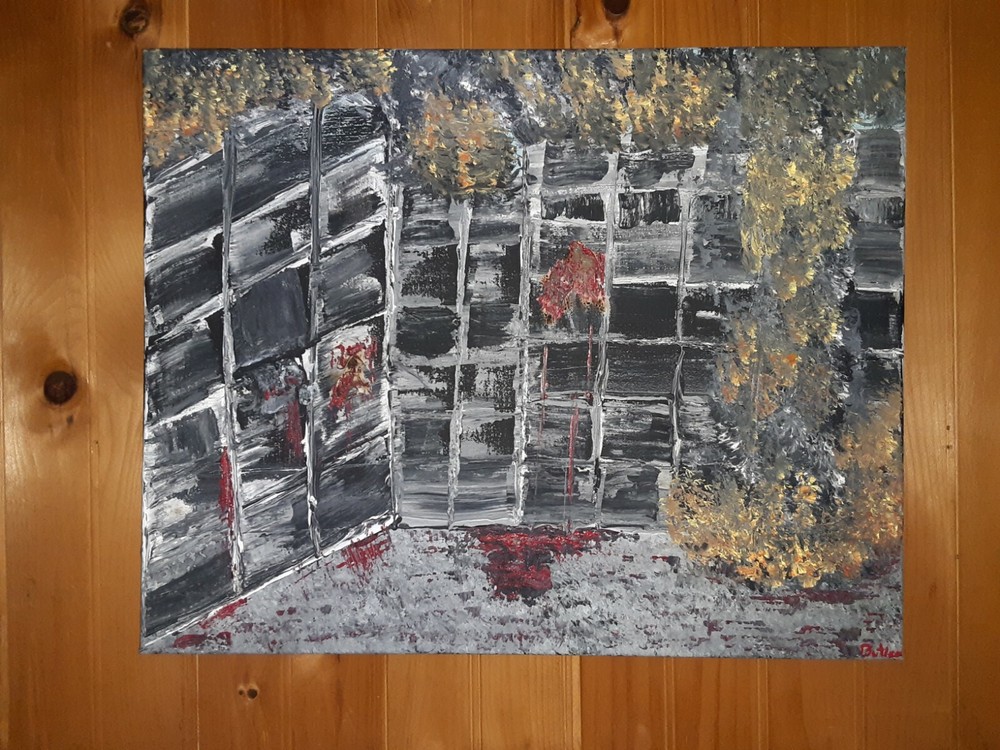 Ashes of Mariupol 16×20″ Canvas Painting by Leland Butler