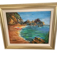 Original oil painting signed framed “Beach Vista” Elliot Fallas 19.5 X 15.5