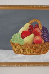 Vtg 1990’s Original Signed Carmen Girata Basket With Fruits Oil Painting 20X16