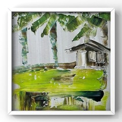 Palm Grove Cottage Abstract Oil Painting Naples Florida Coastal Original Artwork