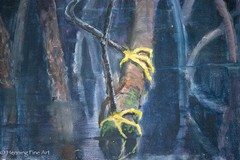 Stunning Florida Oil Painting of Egret Among the Mangroves Trees Signed 14×11″