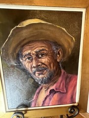 Vintage Framed Oil on Canvas Brazilian School Farmer Signed „Chedige“ MCM