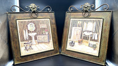 2 PC C Winterle Olson Metal Wall Art Vanity Powder Room Lions Head Knocker 16×14