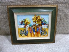 Ultra Modern Wooden Framed Oil Painting on Board 15×18 of Happy Party Signed 365