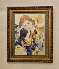 Original Watercolor Painting Portrait Wall Art Framed Home Decor Handmade Art