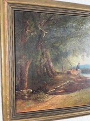 Antique Henry Moore Welsh Man Lake Landscape Oil Painting 19th Century English