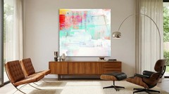 Abstract White Vision 150x150cm Luxury Premium Pop Art / XXL Wall Art / Fine Art