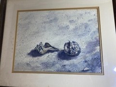 R.T 1971 „Still Life With Sea Shells Scene“ Mixed Media Painting – Signed/Framed