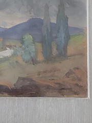 1938 Antique Gaston Levi Levy Listed Artist Restorer Watercolor Gouache Painting