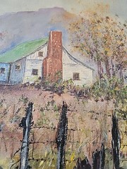 Farmhouse Painting Lous Bailey Acrylic On Canvas Board. 12″ × 16″