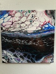 Abstract Acrylic fluid Art Painting 12×12 stretched canvas wood frame wall art