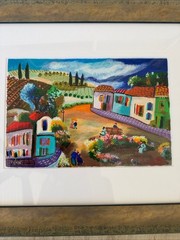 Shlomo Alter Lazy Evenings Hand Signed 71/495 Serigraph Framed Primitive Art