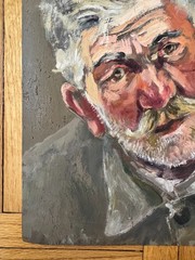 Vintage 1940 Portrait Oil on Paper Man in Shirt Attr Jean Schweckler 14x 10