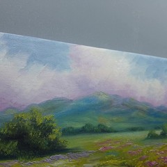 Colorful Wildflower Meadow Landscape Oil Painting Original Wall Art Canvas 10×10