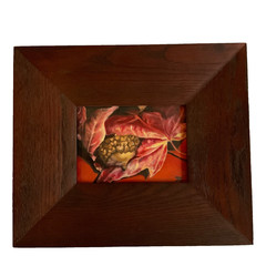 Fall leaves hand painted original PAINTING heavy oak frame