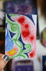 ACEO original art card graphic illustration 2.5 x 3.5 colored pencil „Whimsy #5“