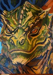 Lizard Warrior, story and an ACEO 2.5″x3.5″ The Story Begins