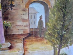 c.1971 D. Coleman Original Oil Painting Paris Morning Walk Cafe Lautrec