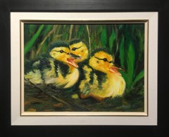 Stella Tang – Framed Oil On Canvas – Ducklings