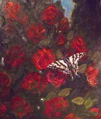 Canvas giclee print 18×24″ from original painting 18×24″Butterfly Roses