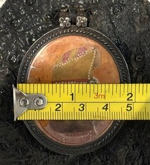 19th Century Miniature Painting Of Maharaja In Sterling Pendant