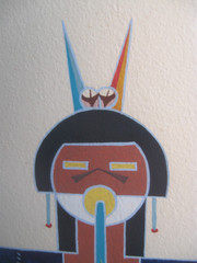 Native American Cochiti Manuel Chavez „OW U TE WA“ Flute Dancer painting 1964