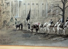 Vintage original 1963 Mary Jo Waters JFK presidential funeral acrylic painting