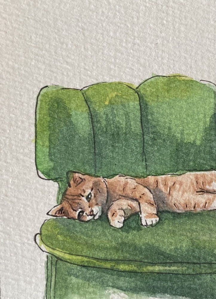 ACEO Original Mixed Media Painting Art Cat