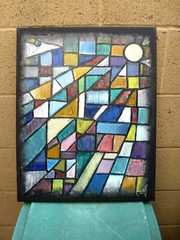 KEEP MARCHING ON abstract 16×20 Black canvas original painting signed Crowell