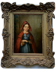 18th Century – Oil Painting – French Fairy Tales Little Red Riding Hood The Wolf