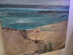 Yonnah Ben Levy Original Impasto Painting Ashkelon Beach Seascape Scene 18X23in