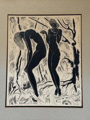 Antique Painting Art Deco Woman Women Nature Signed Egas Modernist Vintage Rare