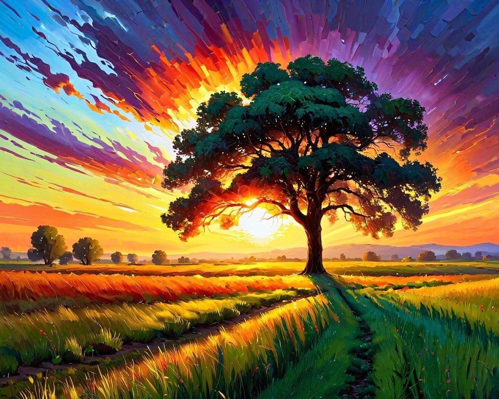Leonid Afremov WORLD TREE Oil Painting 30″x24″ by Official Studio GICLEE