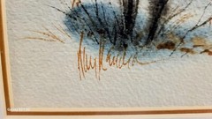 Kay Kandra Watercolor Painting Bleak Winter Landscape with Snow Falling Signed
