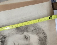 Vintage Original Charcoal Drawing 24×19 Emilio Lanzi (1884 – 1965) CA Listed
