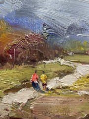 Hungryartist -NYartist Original Oil Painting of Landscape Canvas 12×16 Framed