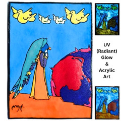 PETER MAX 1971 „Postrations“ signed Pop Art Acrylic UV Radiant Hand Painting NEW