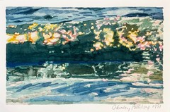 Shirley Pettibone impressionist Painting Seascape watercolor painting Waves 1991