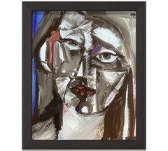 PDQ Artist Original Painting Figurative Face Cubism Abstract Acrylic 20×16 Art