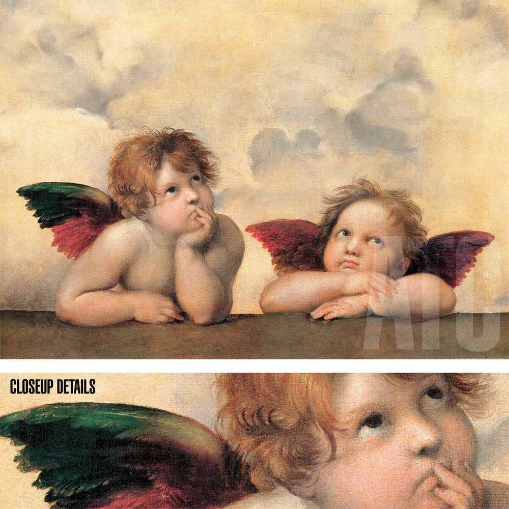 36W“x26H“ ANGELI MADONNA by RAPHAEL RAFFAELLO SANZIO – INFANT ANGELS CANVAS
