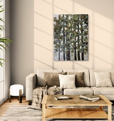 Original art painting on canvas green trees landscape scenery 30in x 40in
