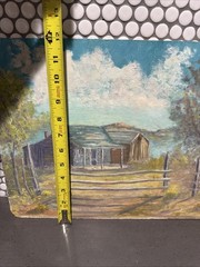 Vintage 1972 Original Oil Painting Signed Landscape “The Old Ranch House” 12×16