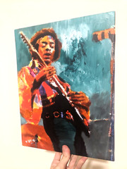 Jimi Hendrix Painting on Canvas 11×114 music Art signed by the painter Guitar